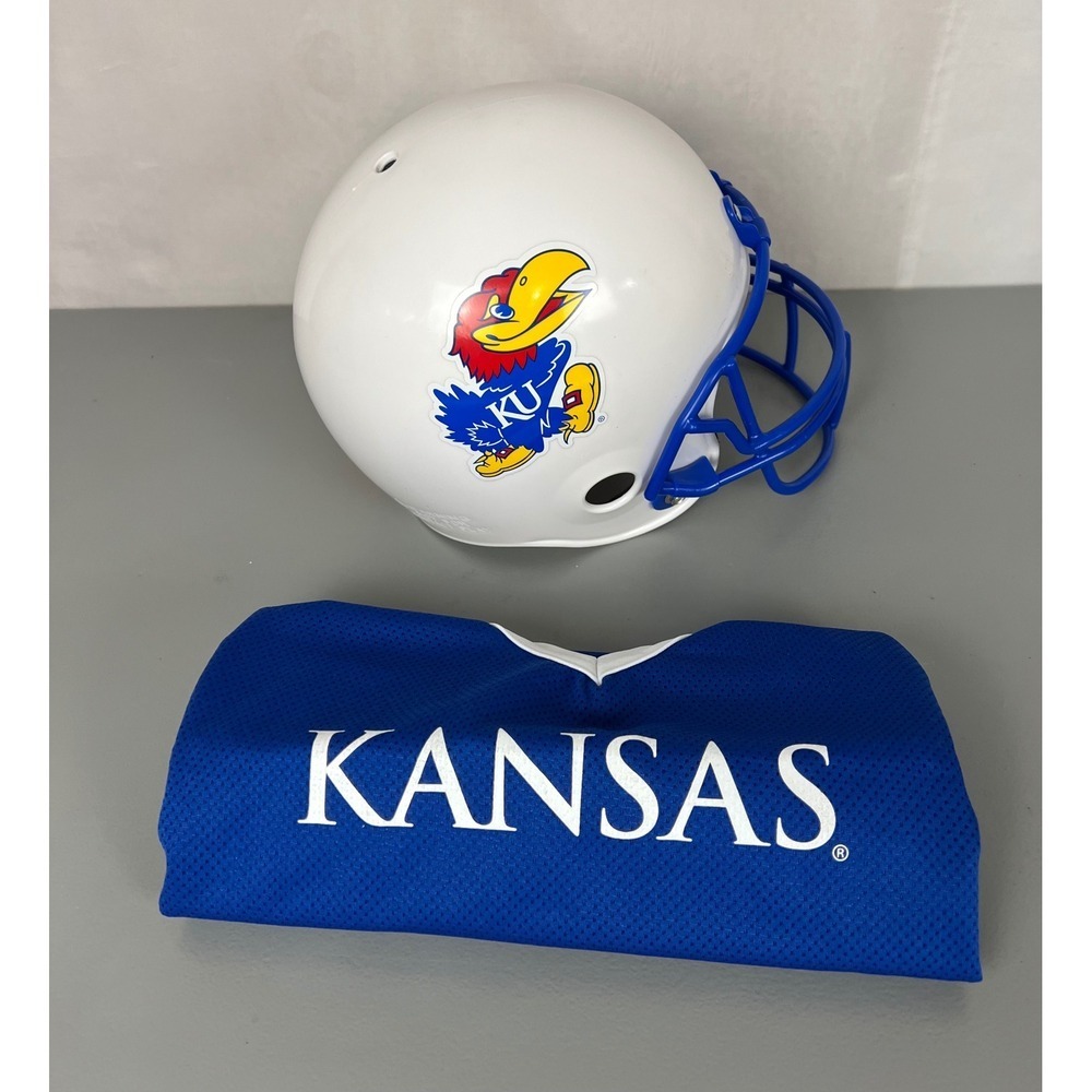 Franklin Kansas Jayhawks Souvenir Football Helmet and Jersey Set Blue White M